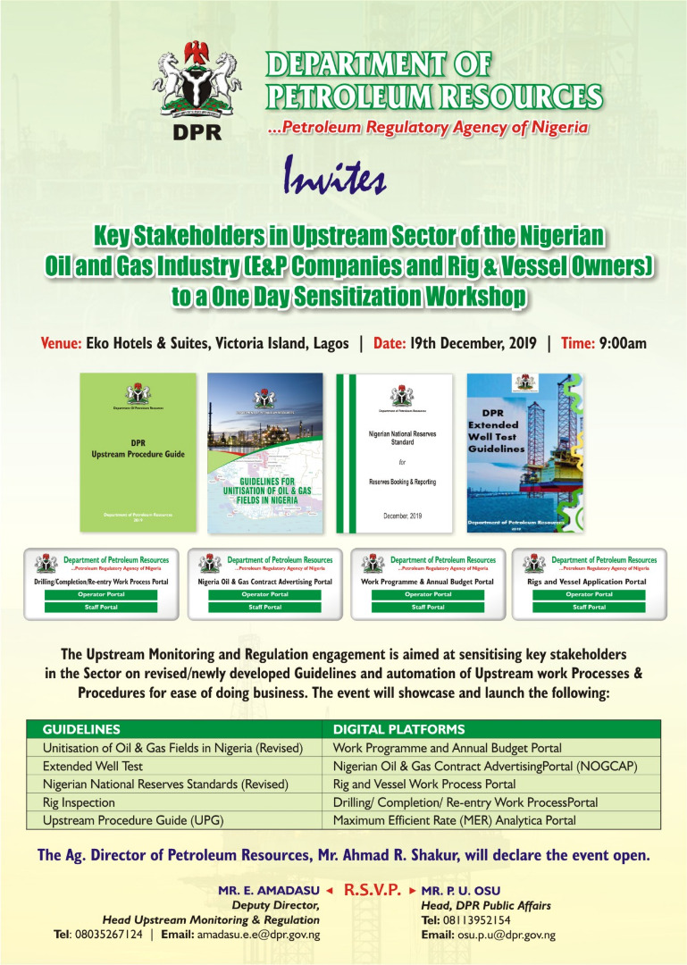 DPR invites Key Stakeholders in Upstream Sector of the Nigerian Oil and